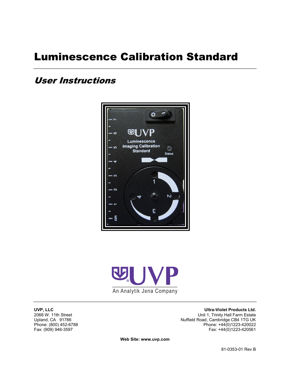 UVP Luminescence Calibration Standard User Manual | 5 pages