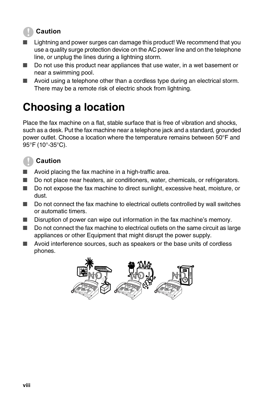 Choosing a location | Brother FAX-565 User Manual | Page 10 / 119