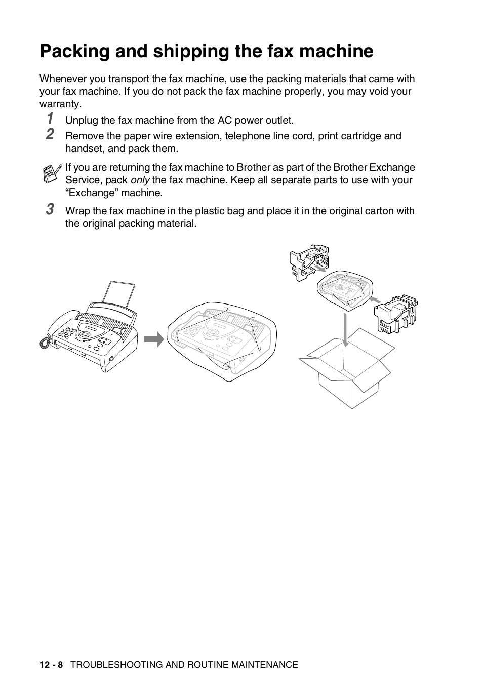 Packing and shipping the fax machine, Packing and shipping the fax machine -8 | Brother FAX-565 User Manual | Page 101 / 119