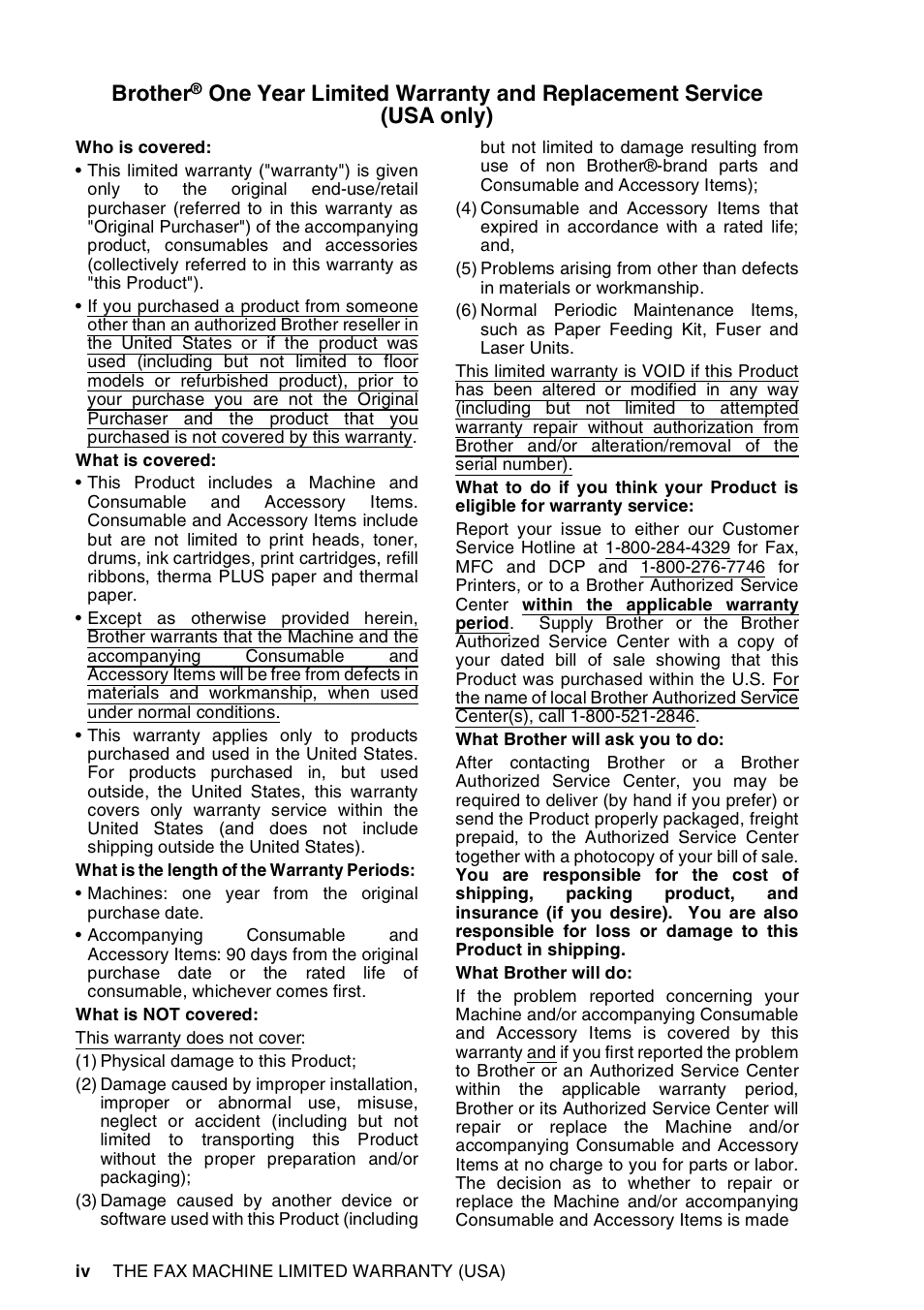 Brother | Brother FAX-565 User Manual | Page 6 / 119