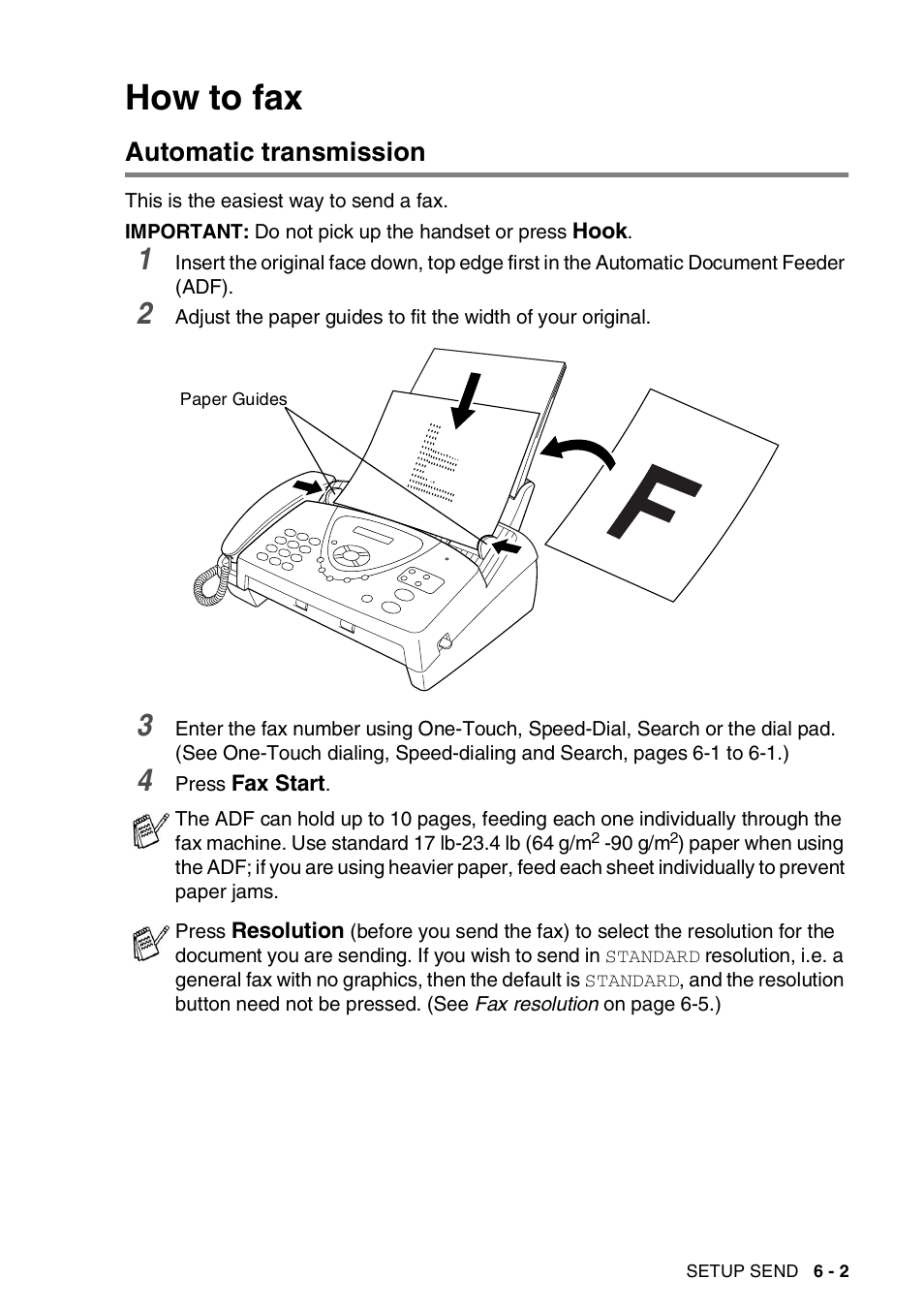 How to fax, Automatic transmission, How to fax -2 | Automatic transmission -2 | Brother FAX-565 User Manual | Page 60 / 119