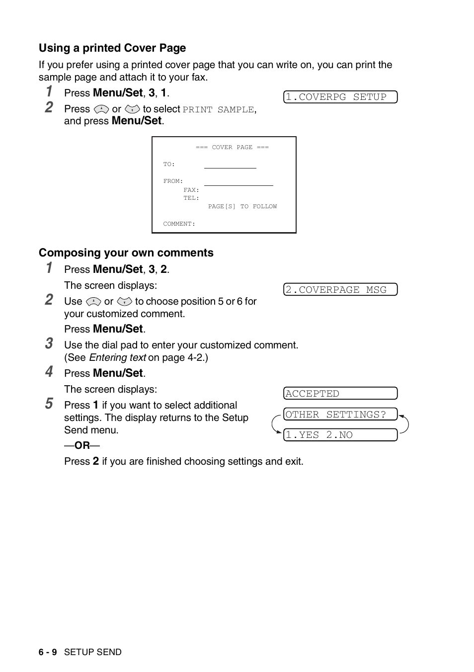 Composing your own comments | Brother FAX-565 User Manual | Page 67 / 119