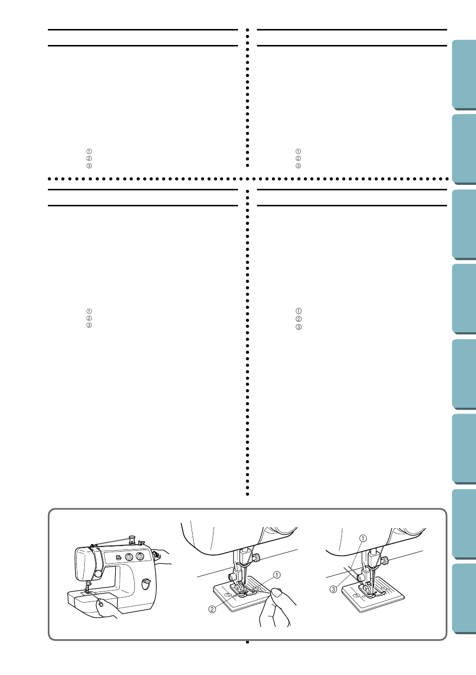 Drawing up the bobbin thread, Remontée du fil inférieur, Para sacar el hilo de la canilla | Puxando para cima a linha da bobina | Brother LS-1717 User Manual | Page 28 / 82