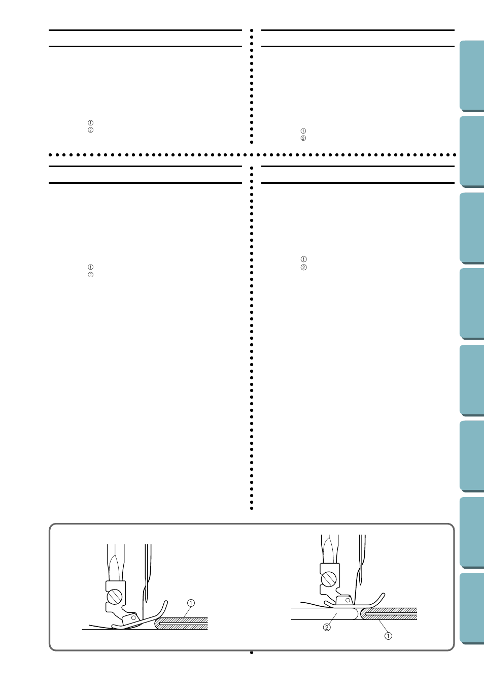 Sewing fabric edges, Les bords, Cómo coser las orillas de la tela | Costura das bordas do tecido | Brother LS-1717 User Manual | Page 37 / 82