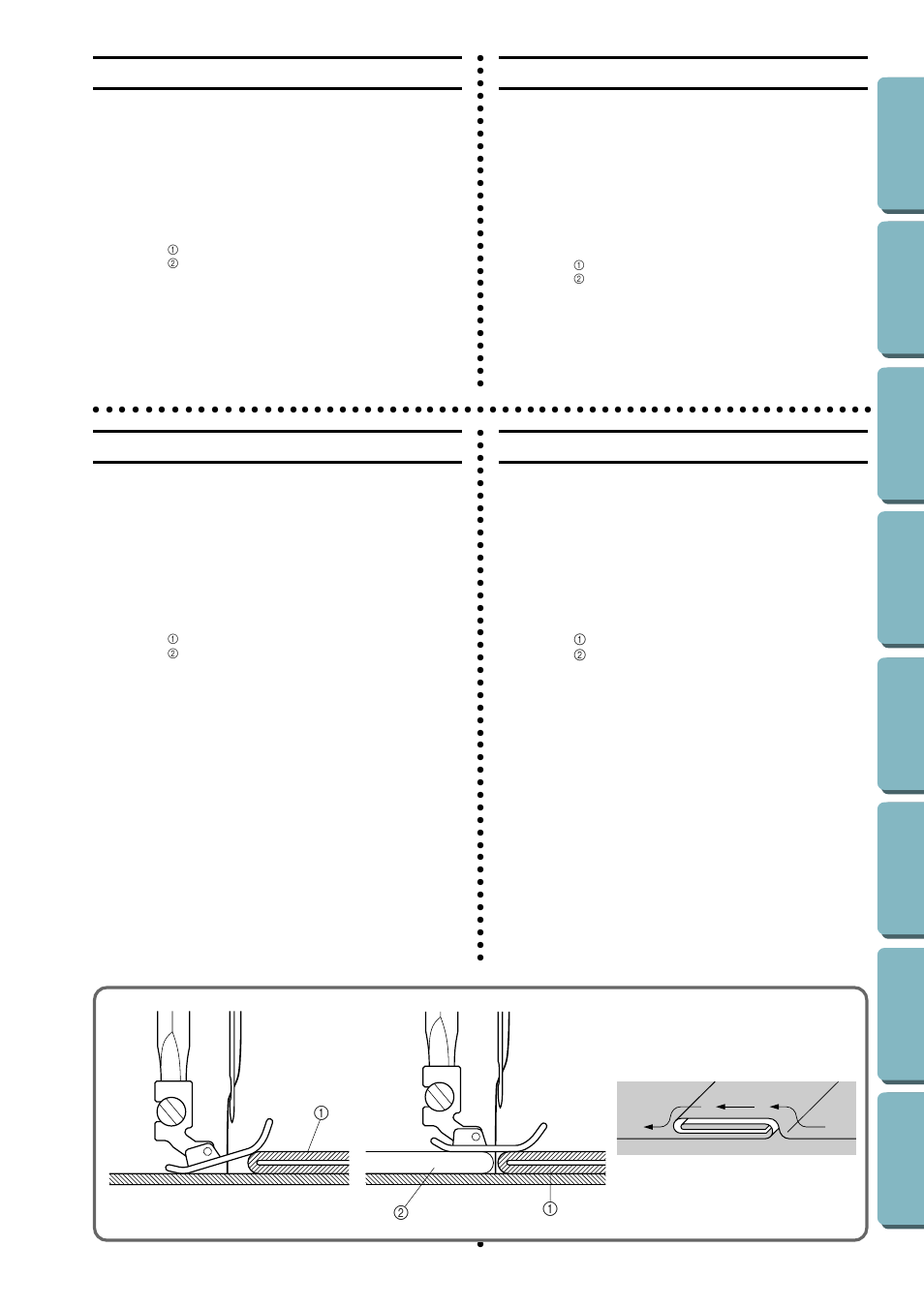 For sewing denim, Le denim, Cómo coser tejano | Para costurar denim (sarja de nimes) | Brother LS-1717 User Manual | Page 38 / 82