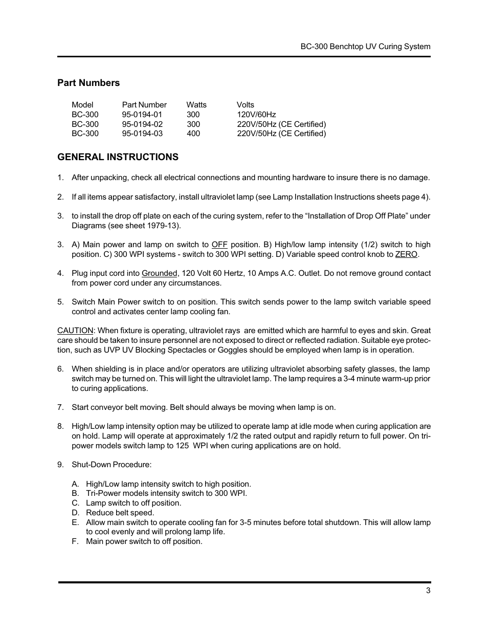 UVP Benchtop Curing System User Manual | Page 4 / 21