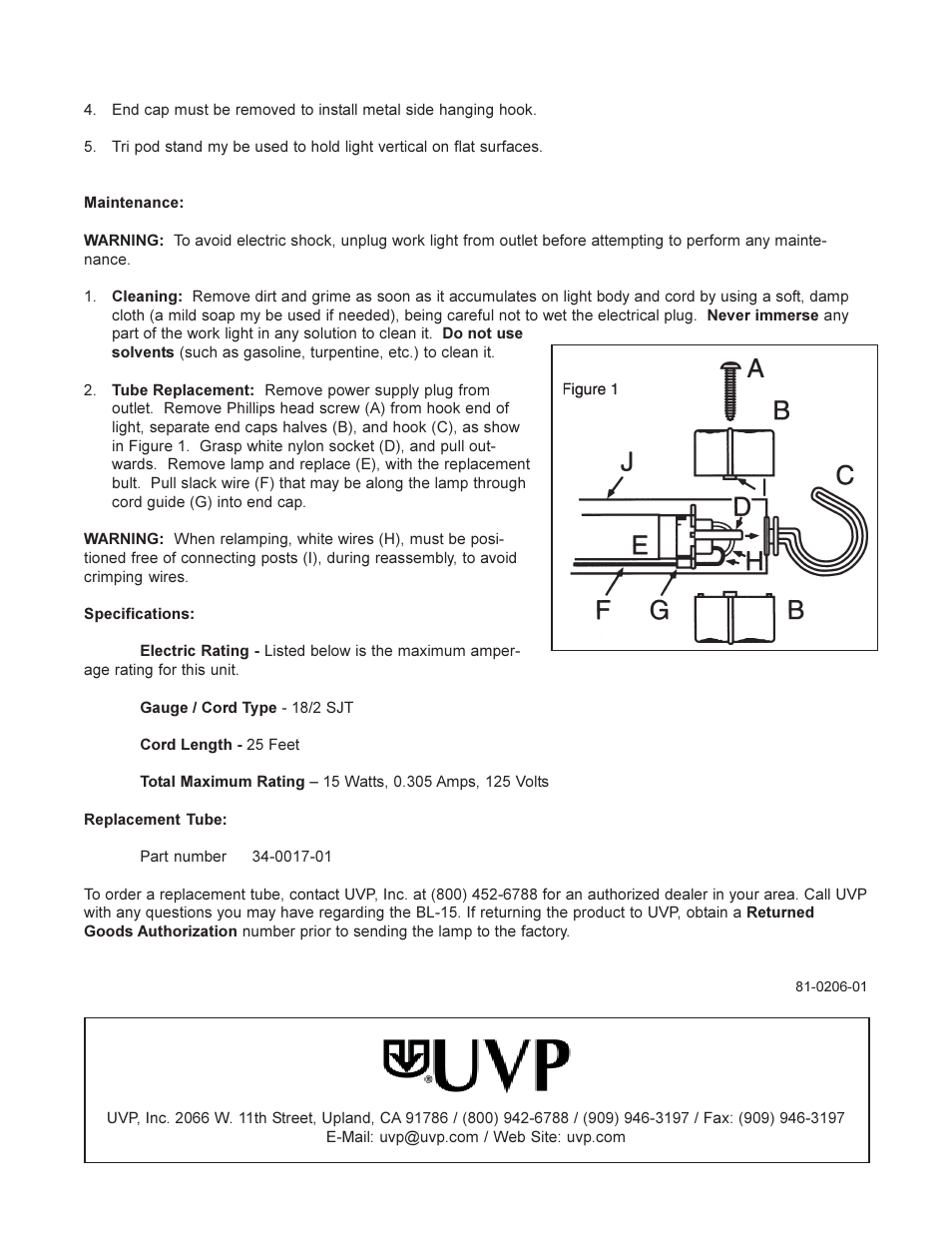 UVP BL-15 User Manual | Page 2 / 2