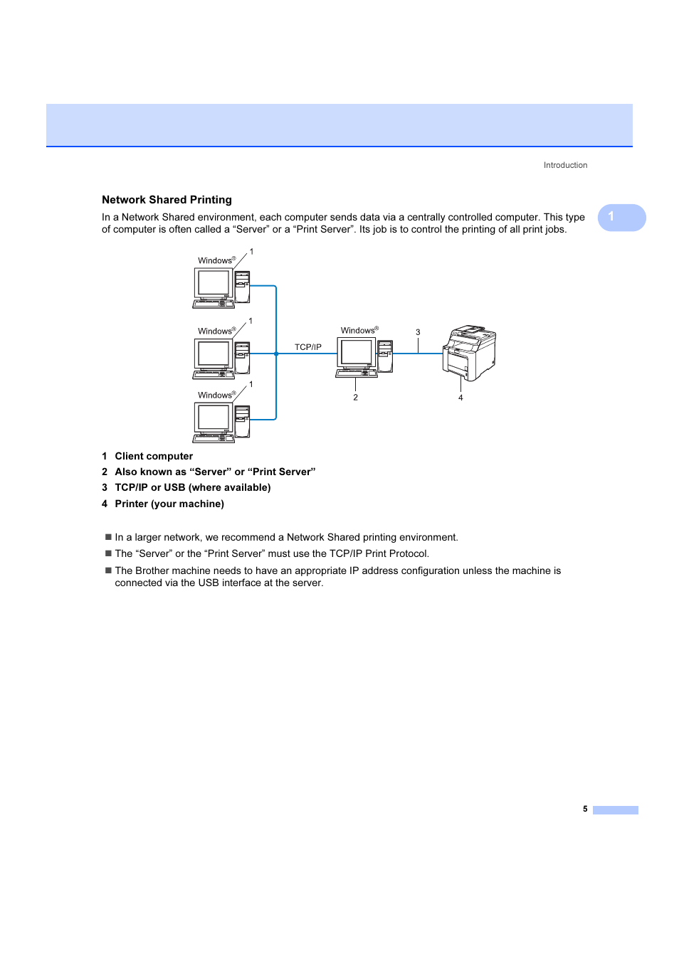 Network shared printing | Brother DCP 9040CN User Manual | Page 11 / 102