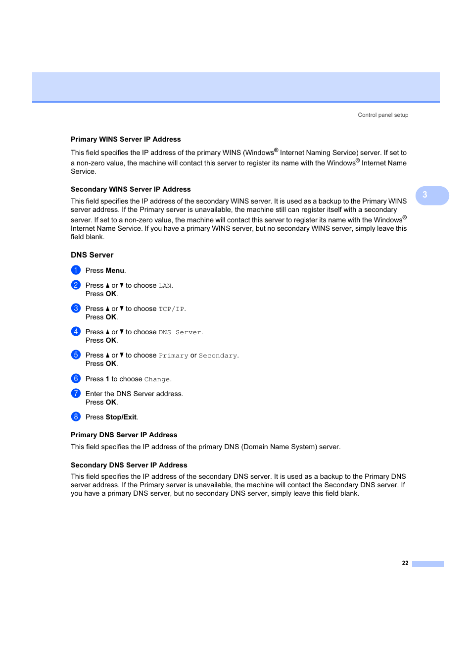 Dns server | Brother DCP 9040CN User Manual | Page 28 / 102