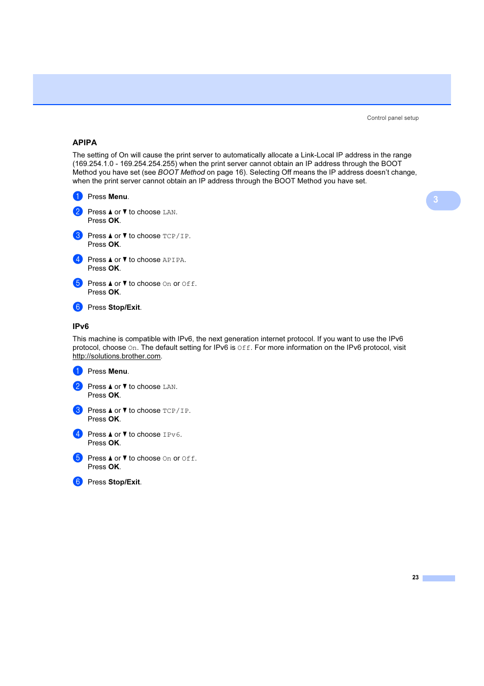 Apipa, Ipv6 | Brother DCP 9040CN User Manual | Page 29 / 102