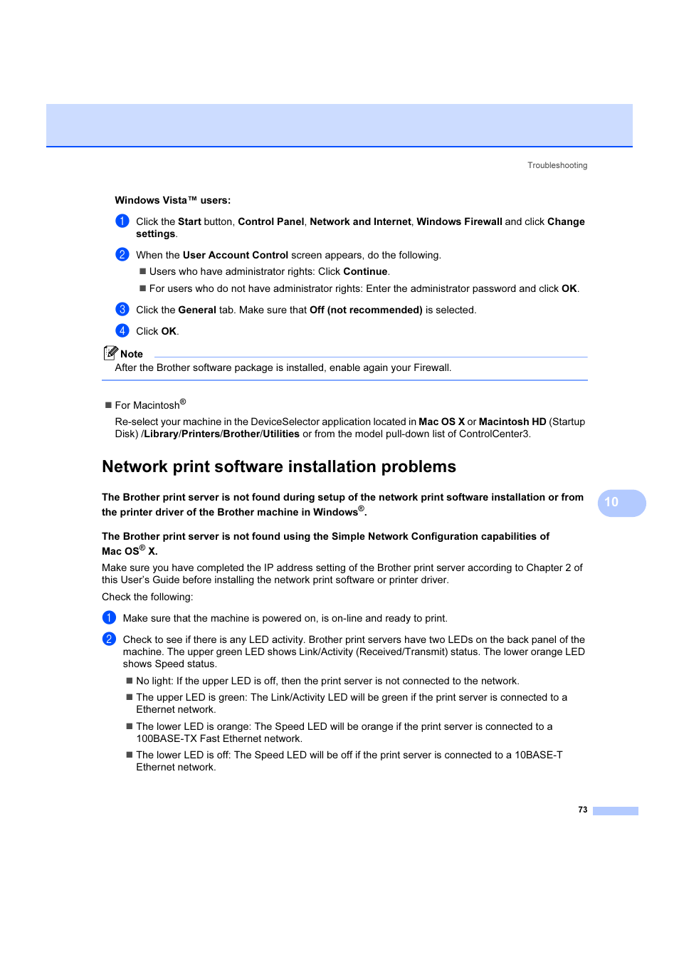 Network print software installation problems | Brother DCP 9040CN User Manual | Page 79 / 102