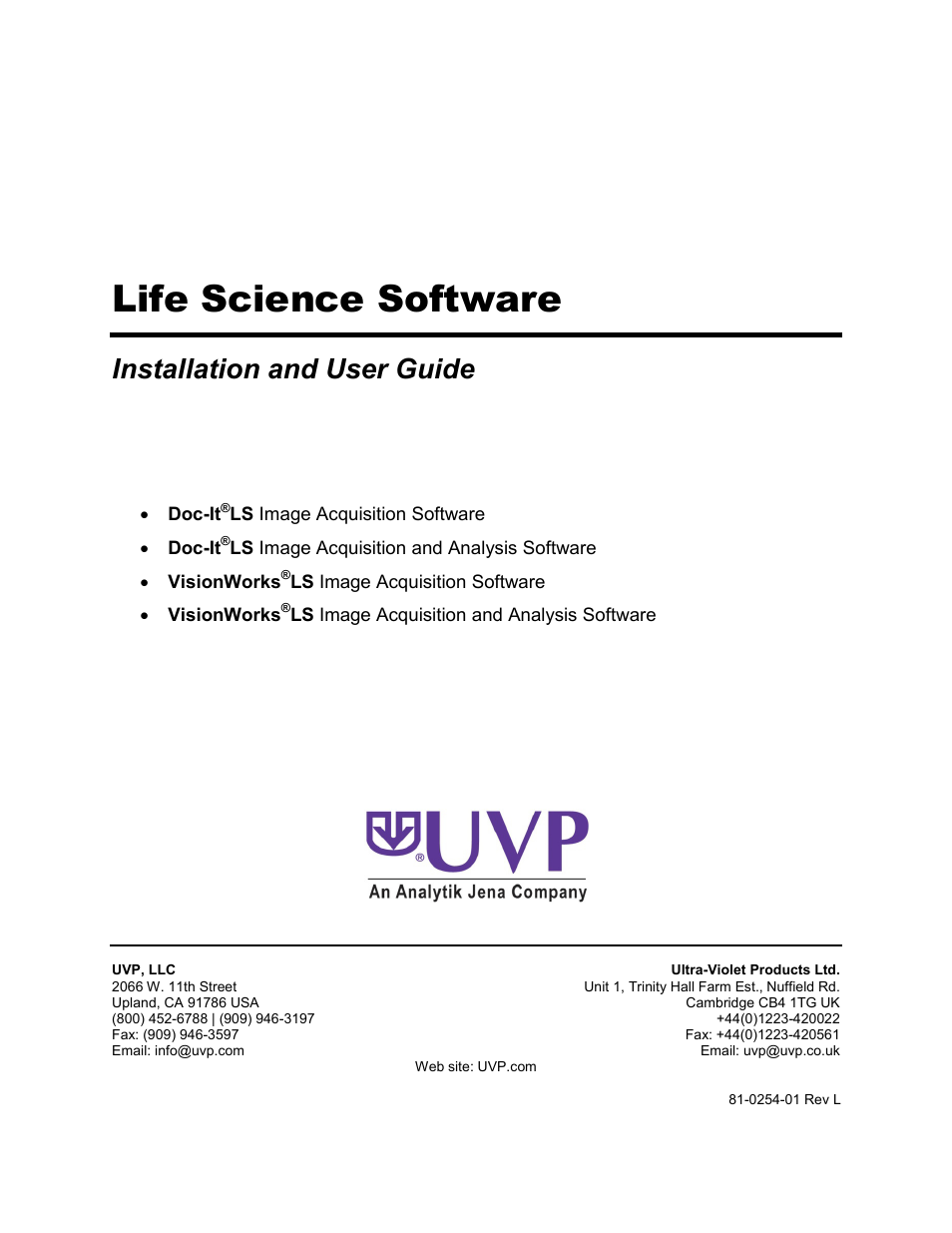 UVP Life Science User Manual | 269 pages