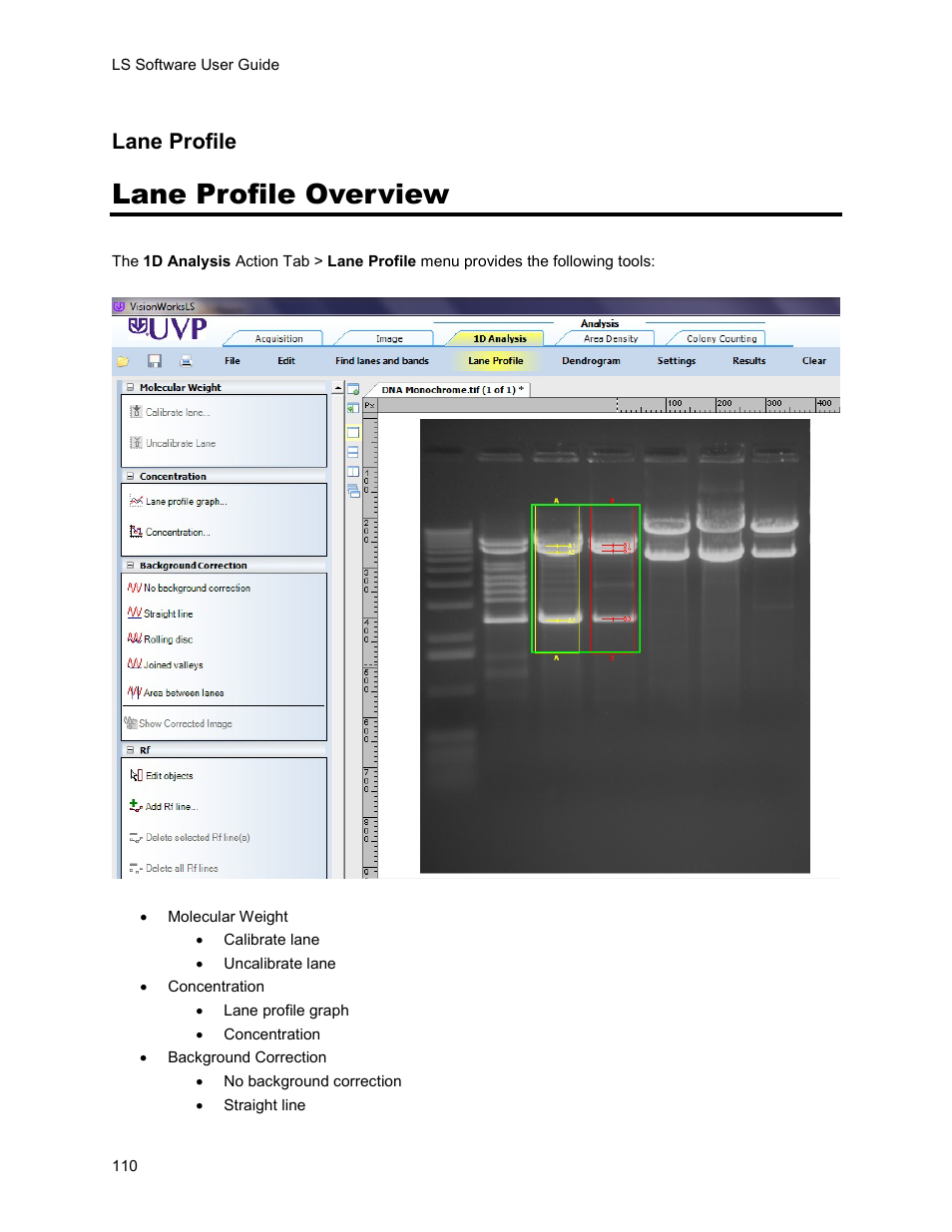 Lane profile overview, Lane profile | UVP Life Science User Manual | Page 124 / 269