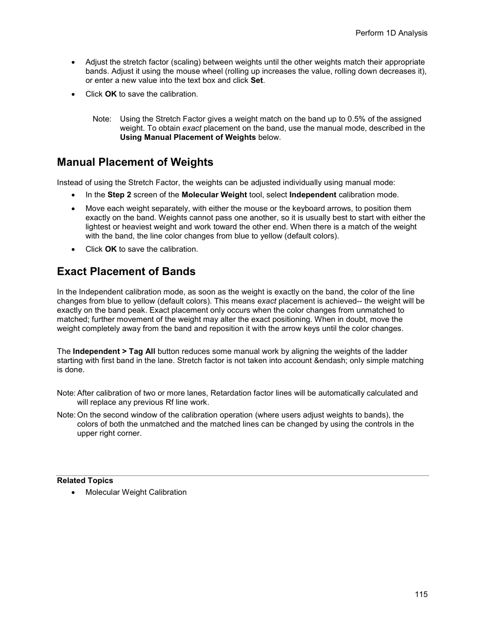 Manual placement of weights, Exact placement of bands | UVP Life Science User Manual | Page 129 / 269