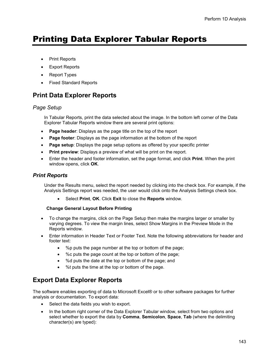Printing data explorer tabular reports, Print data explorer reports, Export data explorer reports | UVP Life Science User Manual | Page 157 / 269