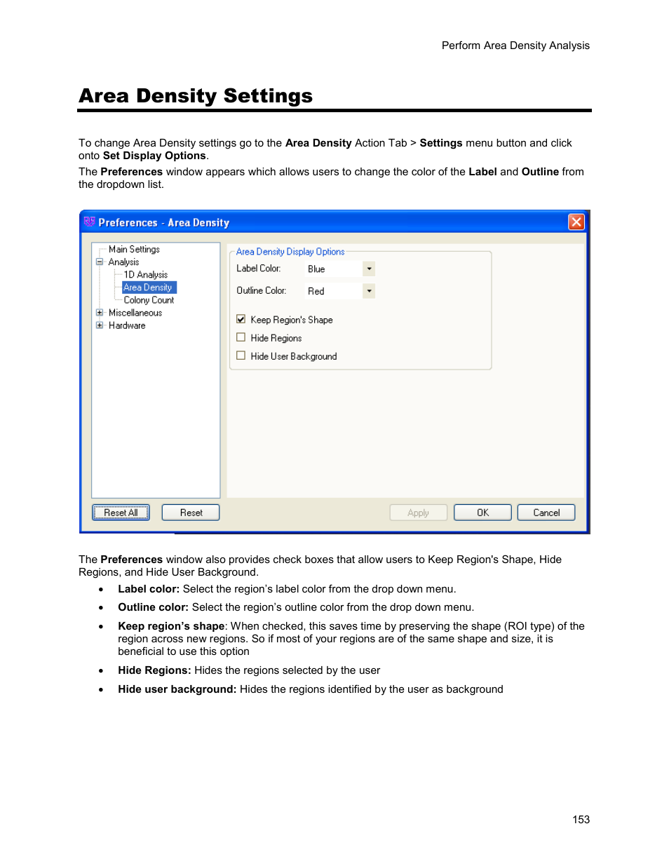 Area density settings | UVP Life Science User Manual | Page 167 / 269