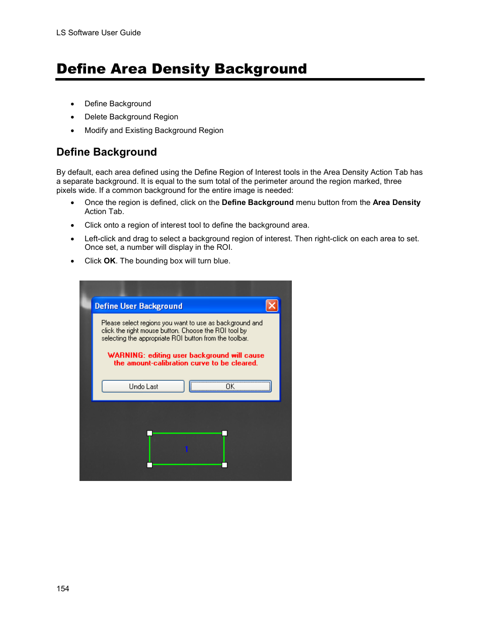 Define area density background, Define background | UVP Life Science User Manual | Page 168 / 269