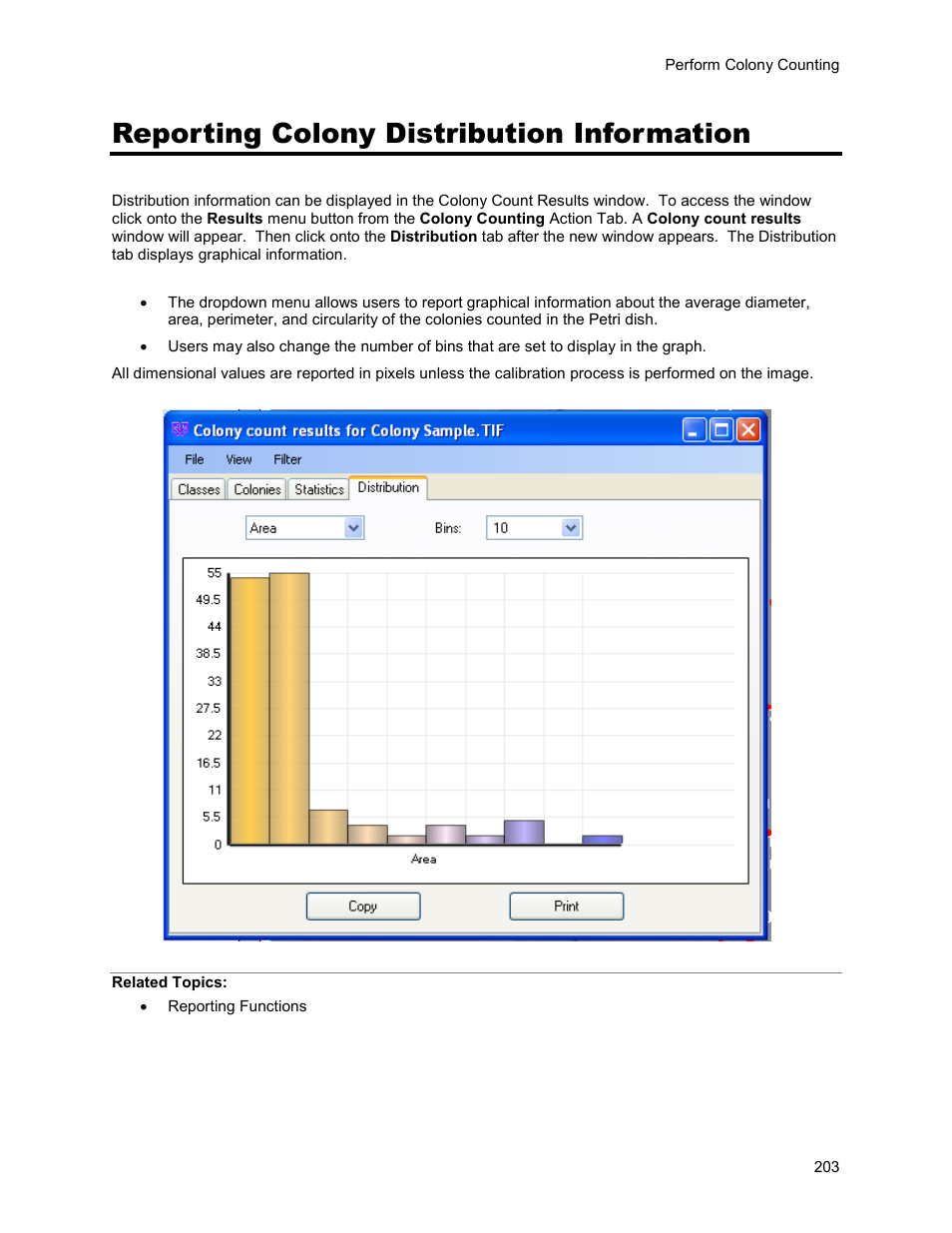 Reporting colony distribution information | UVP Life Science User Manual | Page 217 / 269