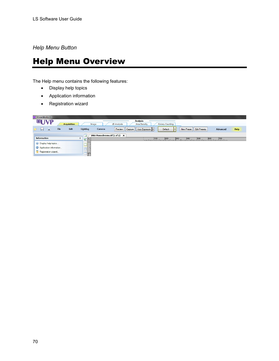 Help menu overview | UVP Life Science User Manual | Page 84 / 269