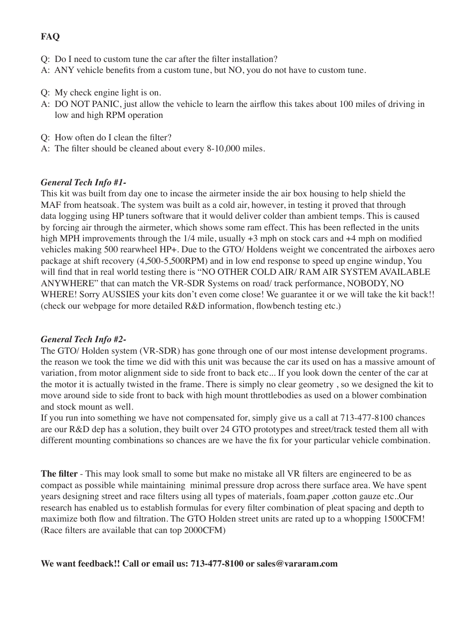 Vararam VR-SDR GTO/Holden User Manual | Page 9 / 9