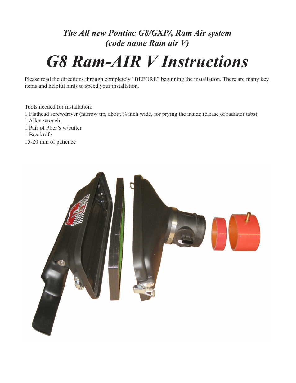 Vararam G8 Ram-AIR V User Manual | 8 pages