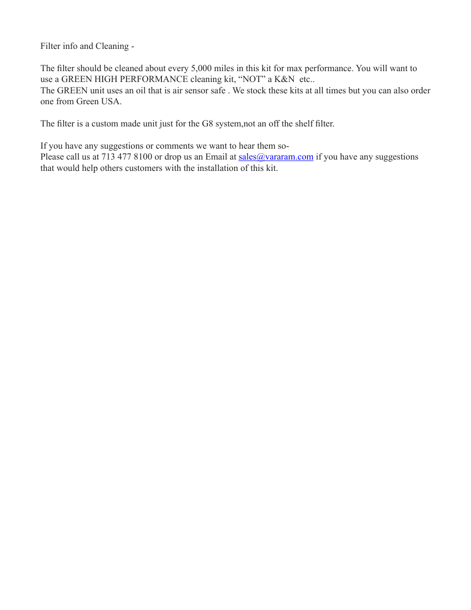 Vararam G8 Ram-AIR V User Manual | Page 8 / 8