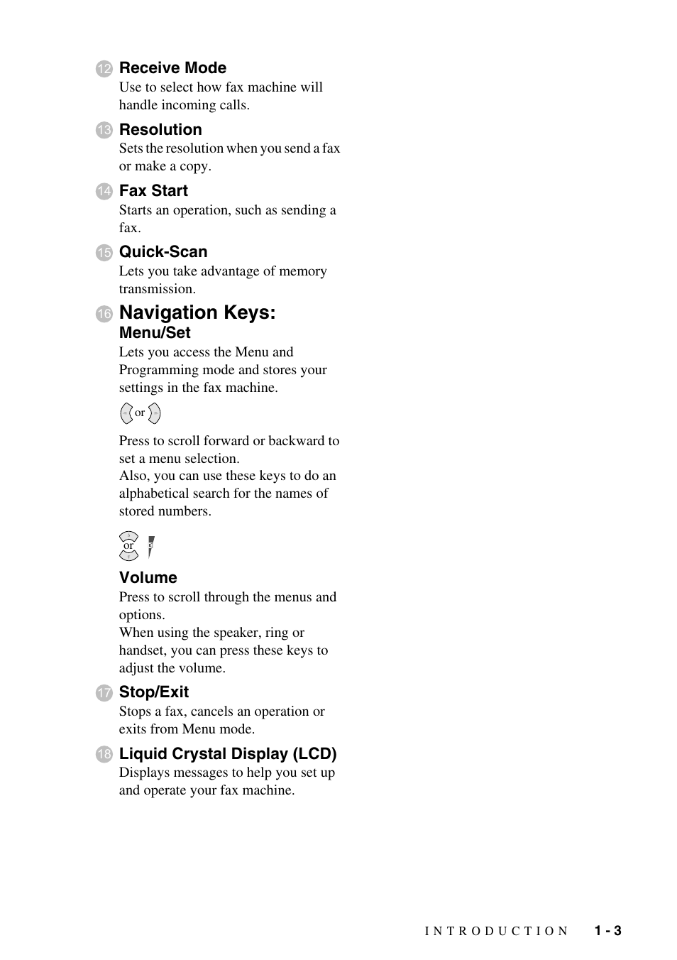 Navigation keys | Brother FAX-775Si User Manual | Page 17 / 96