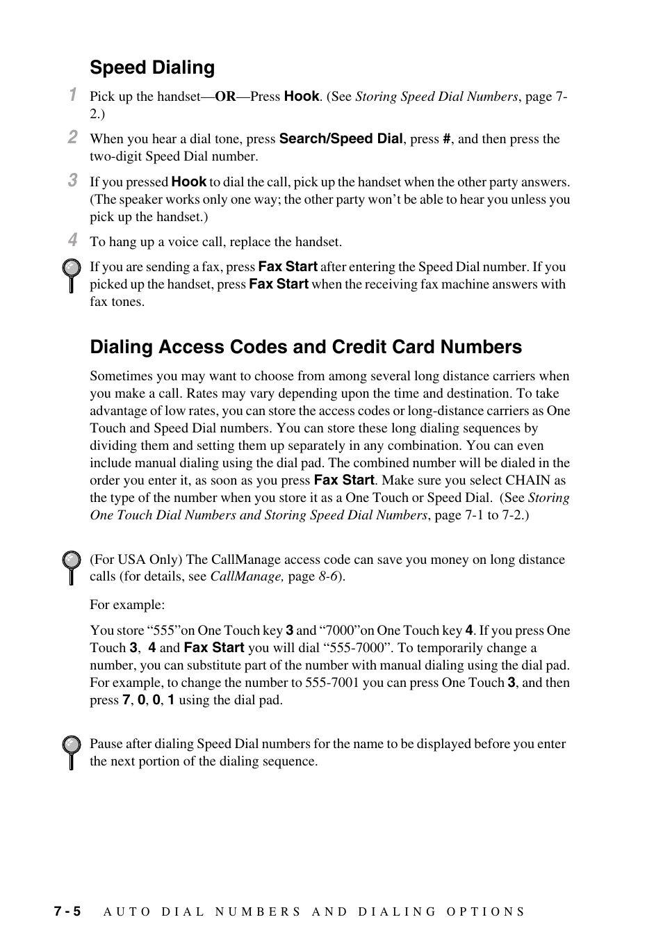 Speed dialing, Dialing access codes and credit card numbers, Speed dialing 1 | Brother FAX-775Si User Manual | Page 58 / 96