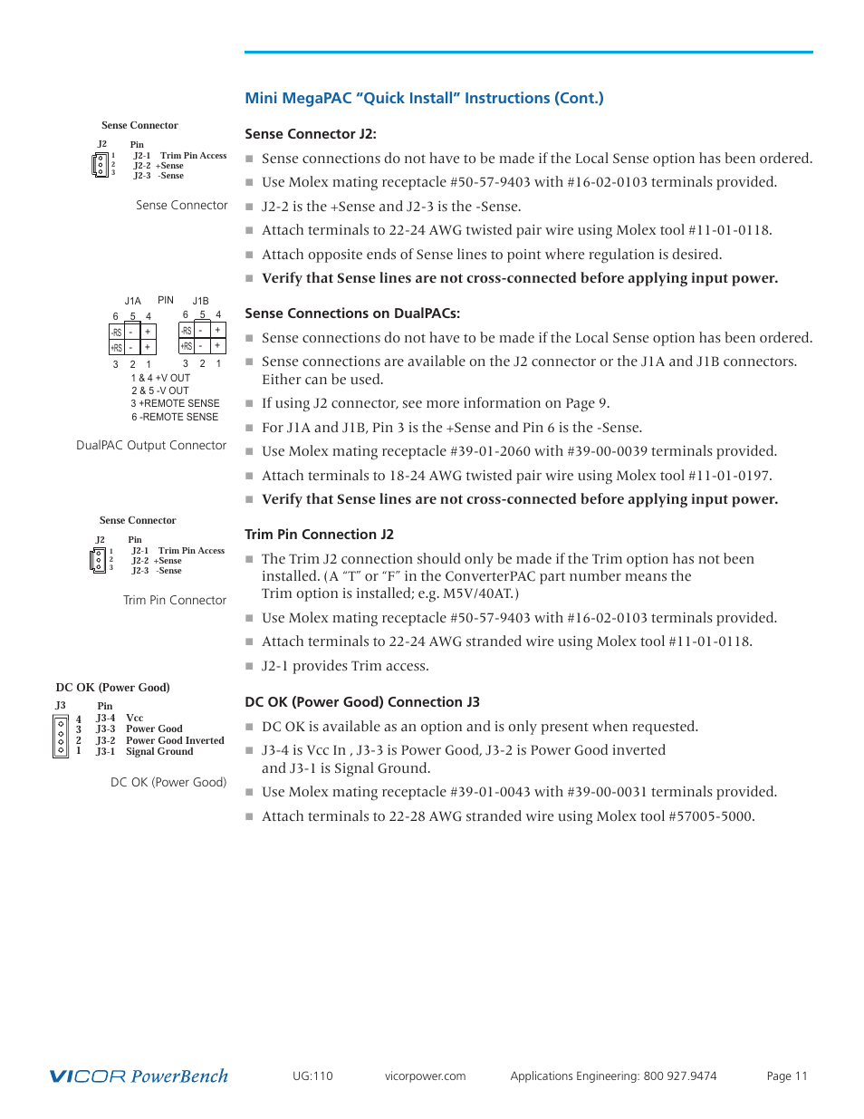 Mini megapac “quick install” instructions (cont.) | Vicor Mini MegaPAC AC-DC Switcher User Manual | Page 11 / 27