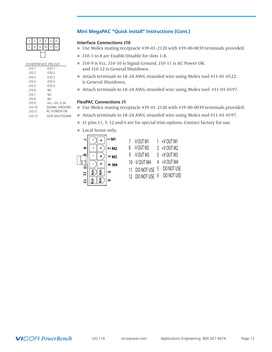 Mini megapac “quick install” instructions (cont.) | Vicor Mini MegaPAC AC-DC Switcher User Manual | Page 12 / 27