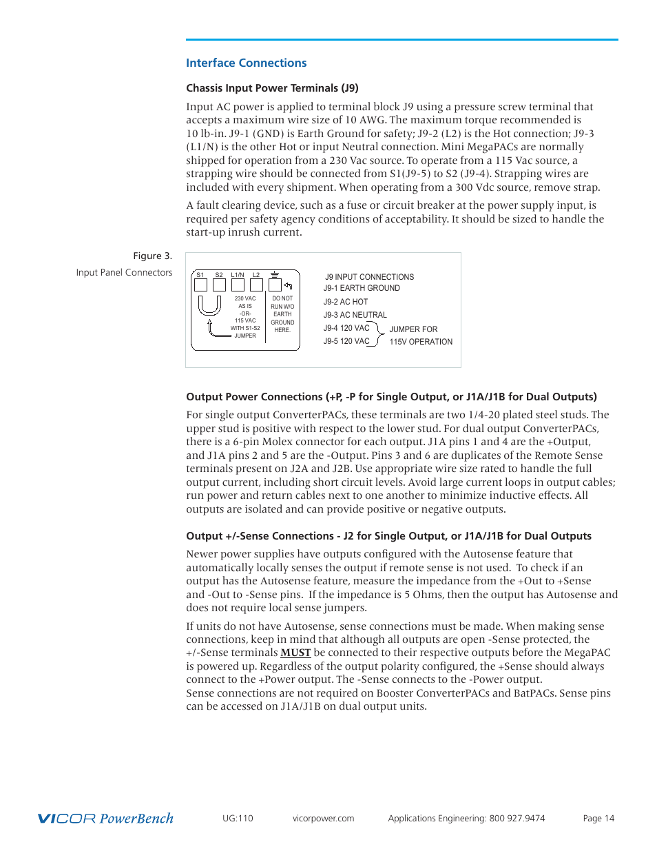 Interface connections 14, Interface connections | Vicor Mini MegaPAC AC-DC Switcher User Manual | Page 14 / 27