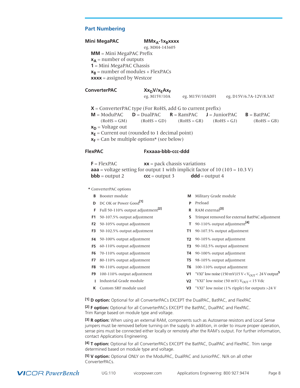 Part numbering | Vicor Mini MegaPAC AC-DC Switcher User Manual | Page 8 / 27
