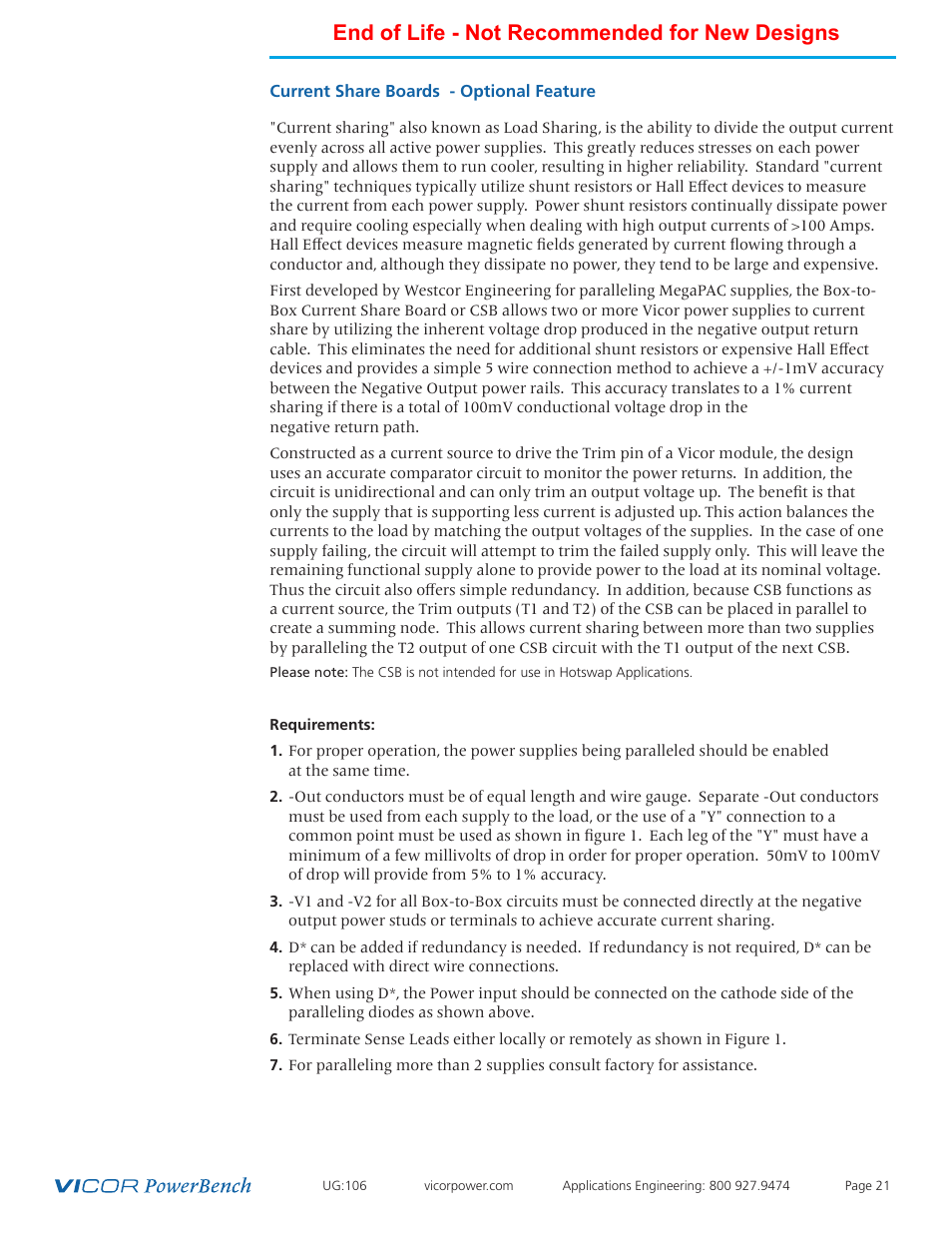 End of life - not recommended for new designs | Vicor Autoranging MegaPAC AC-DC Switcher User Manual | Page 21 / 25