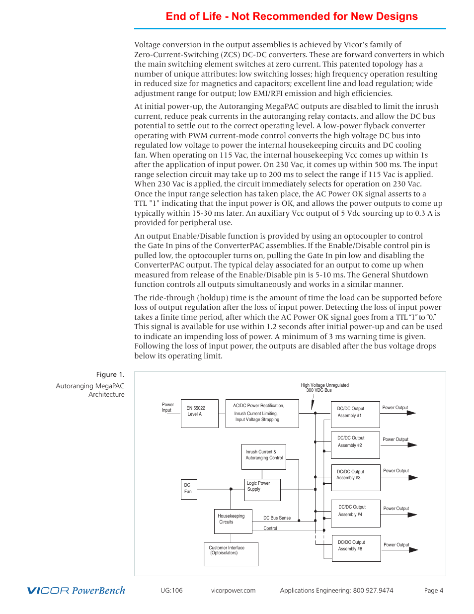 End of life - not recommended for new designs, Figure 1. autoranging megapac architecture | Vicor Autoranging MegaPAC AC-DC Switcher User Manual | Page 4 / 25