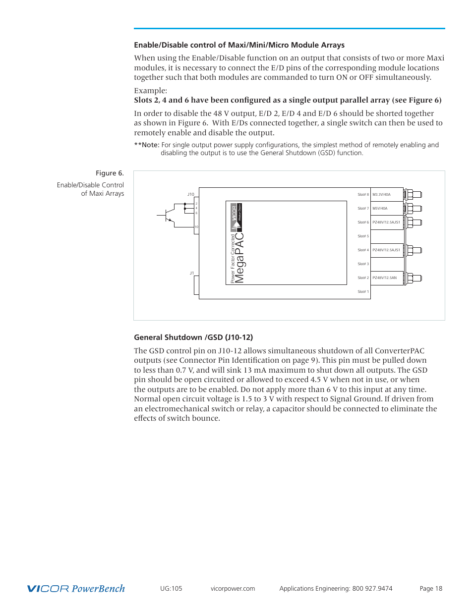 Megapac, Figure 6. enable/disable control of maxi arrays | Vicor Westcor PFC MegaPAC Power Factor Corrected AC-DC Switchers User Manual | Page 18 / 34