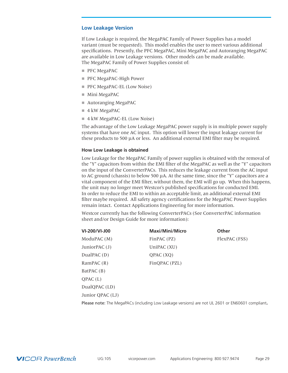Vicor Westcor PFC MegaPAC Power Factor Corrected AC-DC Switchers User Manual | Page 29 / 34