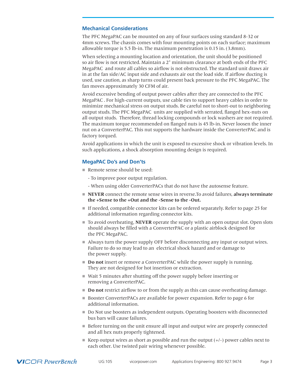 Vicor Westcor PFC MegaPAC Power Factor Corrected AC-DC Switchers User Manual | Page 3 / 34