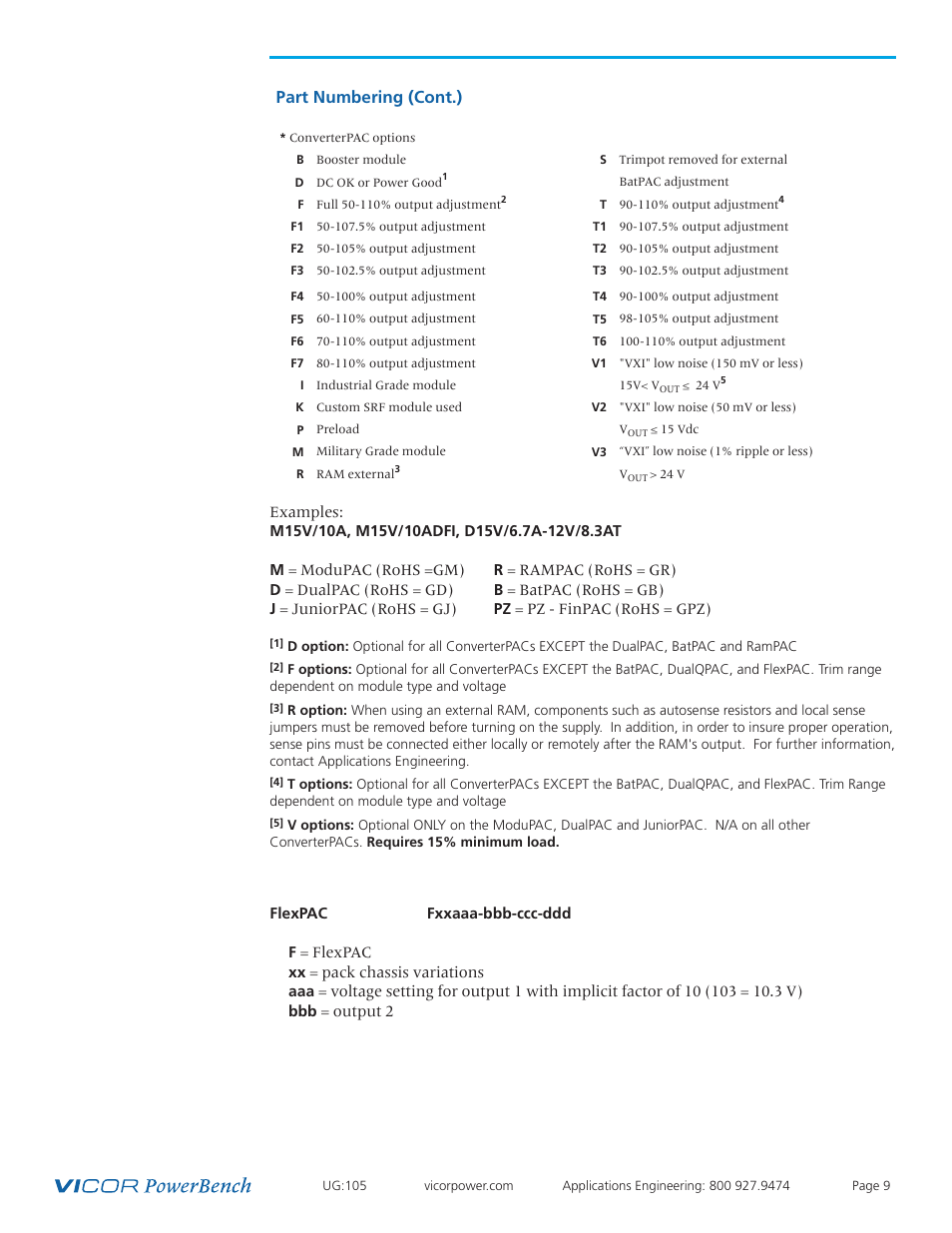 Part numbering (cont.) | Vicor Westcor PFC MegaPAC Power Factor Corrected AC-DC Switchers User Manual | Page 9 / 34