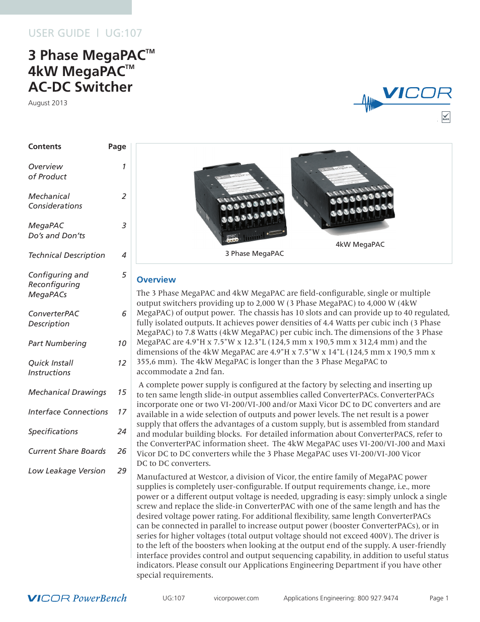 Vicor 4kW MegaPAC AC-DC Switchers User Manual | 31 pages