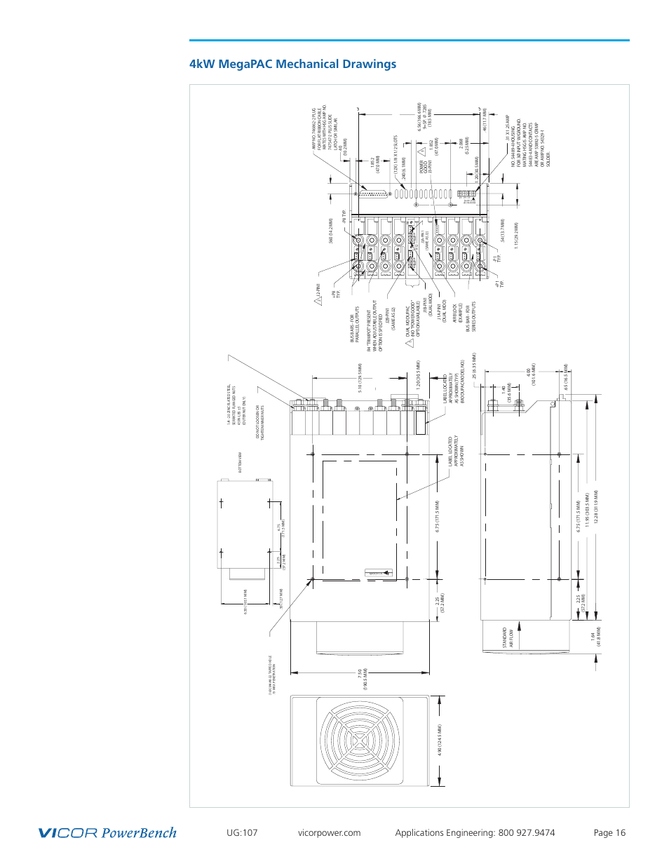 4kw megapac mechanical drawings | Vicor 4kW MegaPAC AC-DC Switchers User Manual | Page 16 / 31