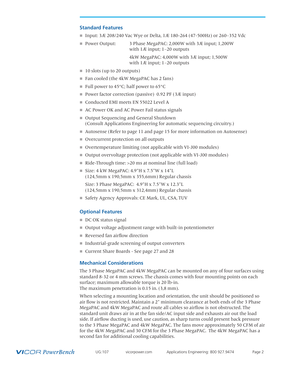Mechanical 2 considerations | Vicor 4kW MegaPAC AC-DC Switchers User Manual | Page 2 / 31