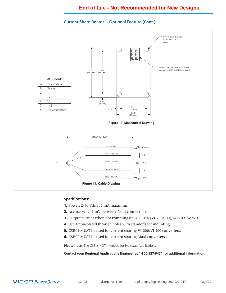 End of life - not recommended for new designs, Current share boards - optional feature (cont.) | Vicor 4kW MegaPAC-EL AC-DC Switchers User Manual | Page 27 / 30