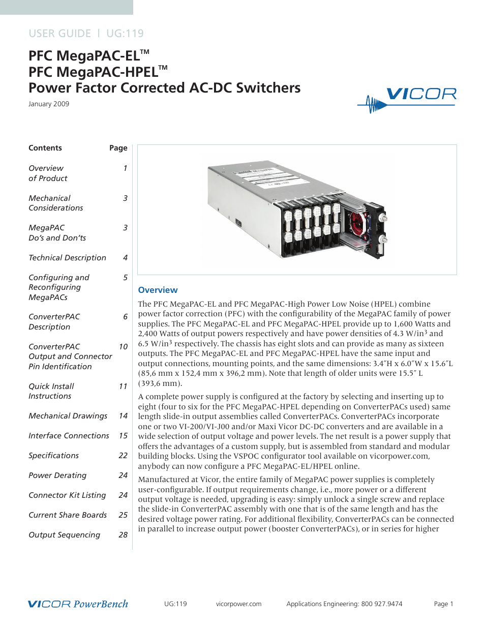 Vicor PFC MegaPAC-HPEL Power Factor Corrected AC-DC Switchers User Manual | 32 pages