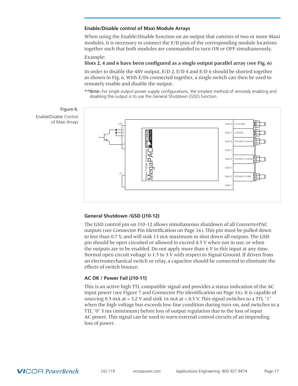 Megapac, Figure 6. enable/disable control of maxi arrays | Vicor PFC MegaPAC-HPEL Power Factor Corrected AC-DC Switchers User Manual | Page 17 / 32