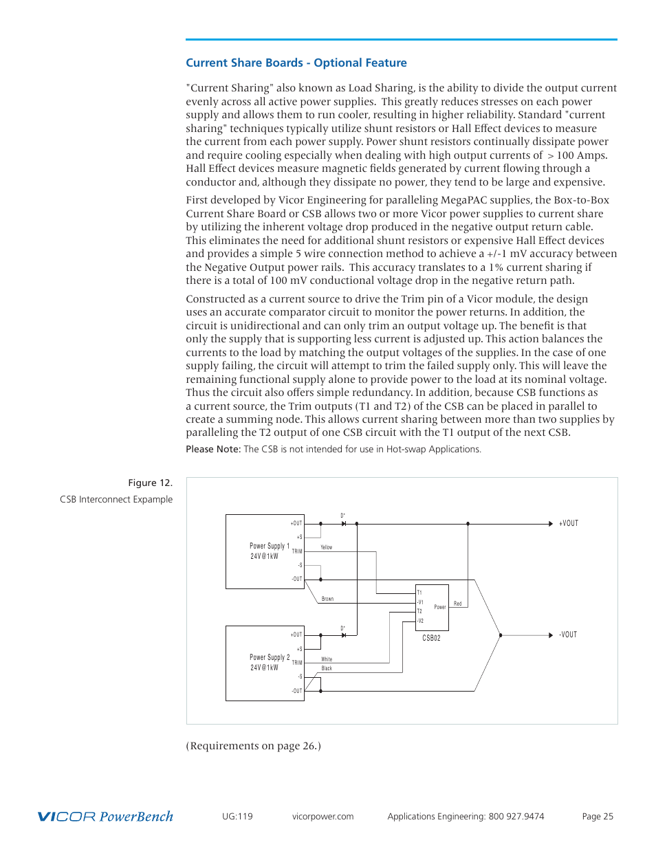 Current share boards, Current share boards - optional feature, Requirements on page 26.) | Vicor PFC MegaPAC-HPEL Power Factor Corrected AC-DC Switchers User Manual | Page 25 / 32