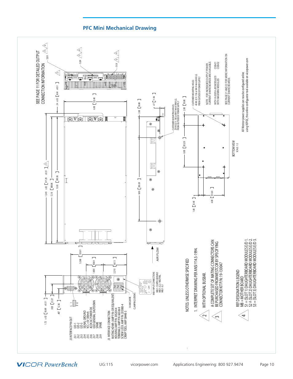 Mechanical drawings, Pfc mini mechanical drawing | Vicor Westcor PFC Mini Power Factor Corrected AC-DC Switcher User Manual | Page 10 / 29