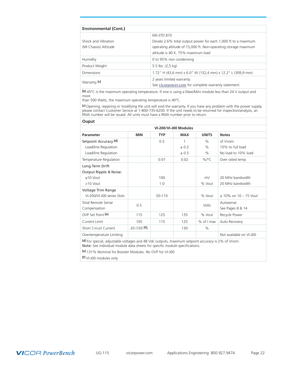 Vicor Westcor PFC Mini Power Factor Corrected AC-DC Switcher User Manual | Page 22 / 29