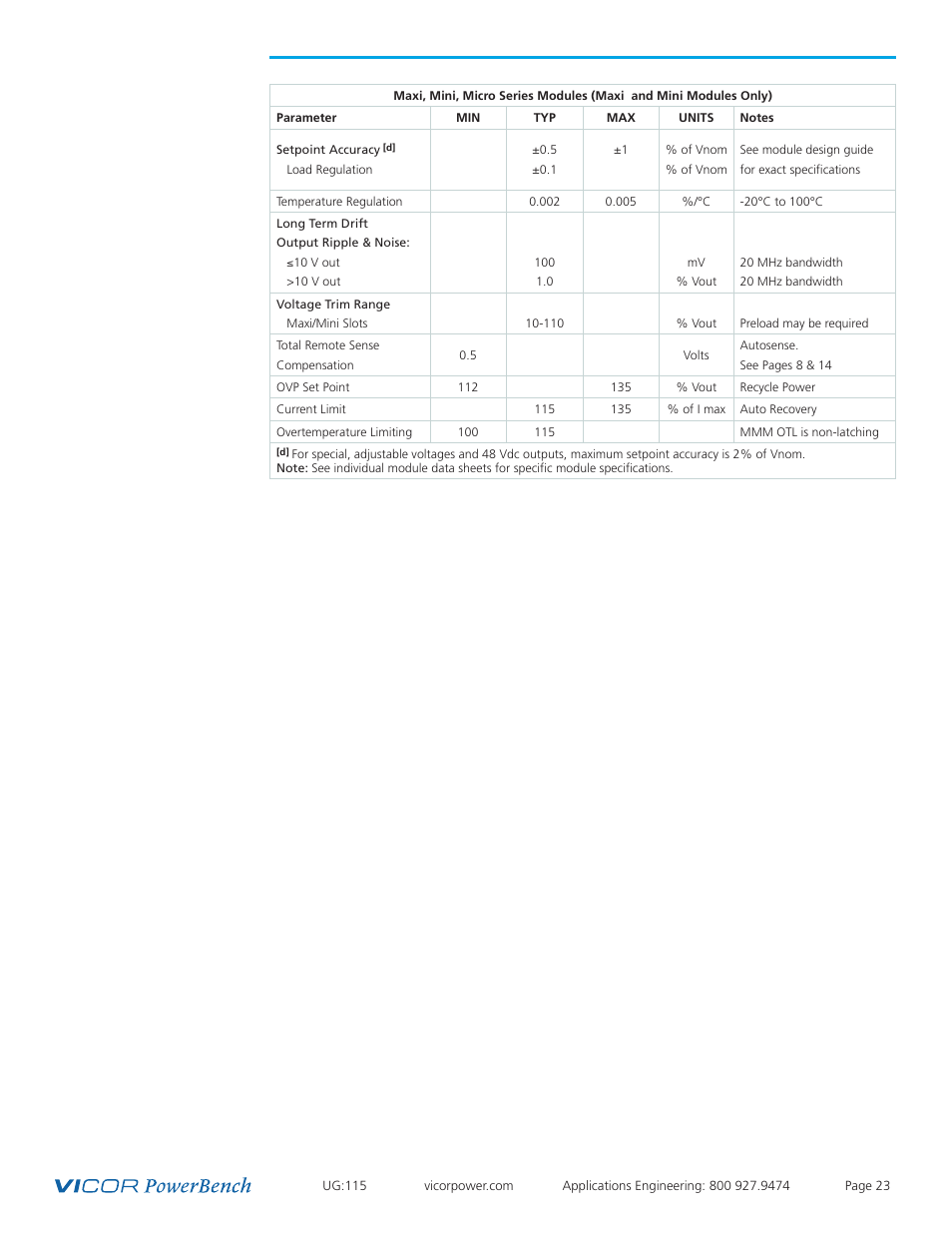 Vicor Westcor PFC Mini Power Factor Corrected AC-DC Switcher User Manual | Page 23 / 29