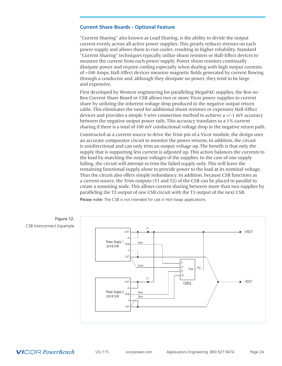 Current share boards, Current share boards - optional feature | Vicor Westcor PFC Mini Power Factor Corrected AC-DC Switcher User Manual | Page 24 / 29