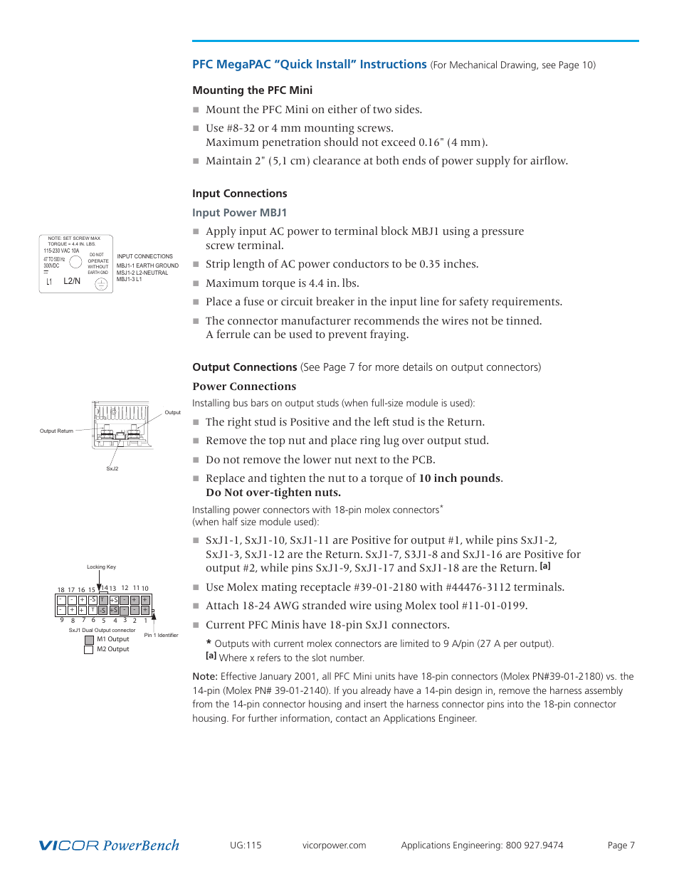 Quick install, Instructions, Pfc megapac “quick install” instructions | Vicor Westcor PFC Mini Power Factor Corrected AC-DC Switcher User Manual | Page 7 / 29